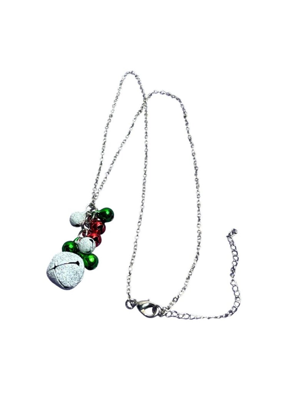 Silvertone Chain Necklace Bell Cluster 18 - 21" 2" Cluster